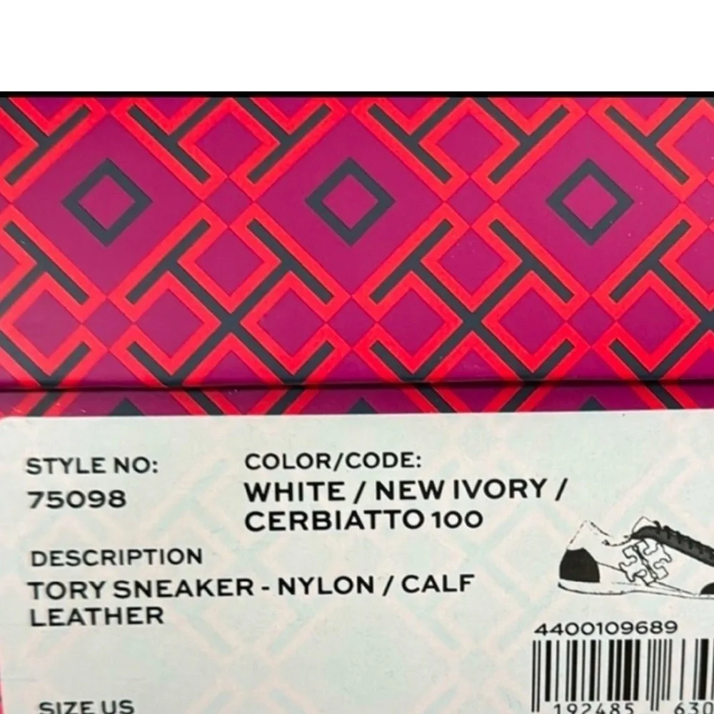 Tory Burch Ivory Tan Leather Suede Logo Lace Up Fashion Sneakers Designer 9.5